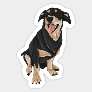 Brown and Black Dog Sitting Mouth Open Sticker